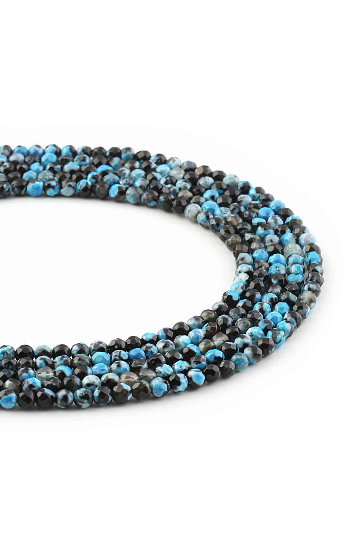 Pat Pat Akik Doğal Taş Mavi Küre Faset Kesim 4mm Dizi