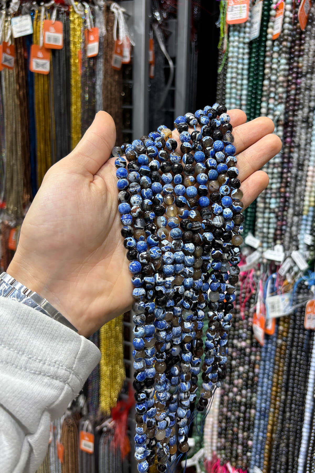 Pat Pat Akik Doğal Taş Parlak Lacivert Küre Faset Kesim 8mm Dizi [Ab]