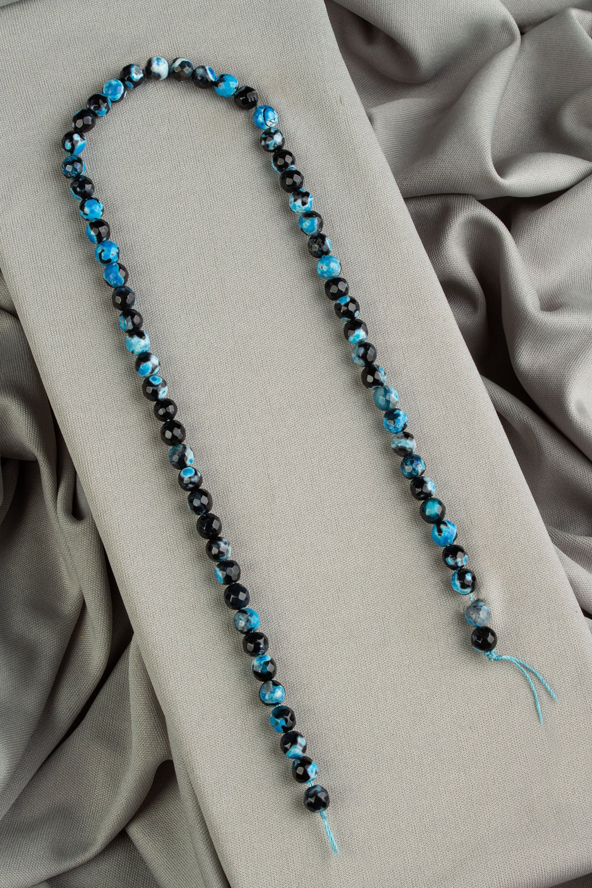 Pat Pat Akik Doğal Taş Parlak Mavi Küre Faset Kesim 6mm Dizi [AA]