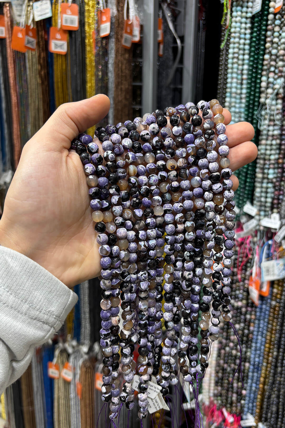 Pat Pat Akik Doğal Taş Parlak Mor Küre Faset Kesim 8mm Dizi [AA]