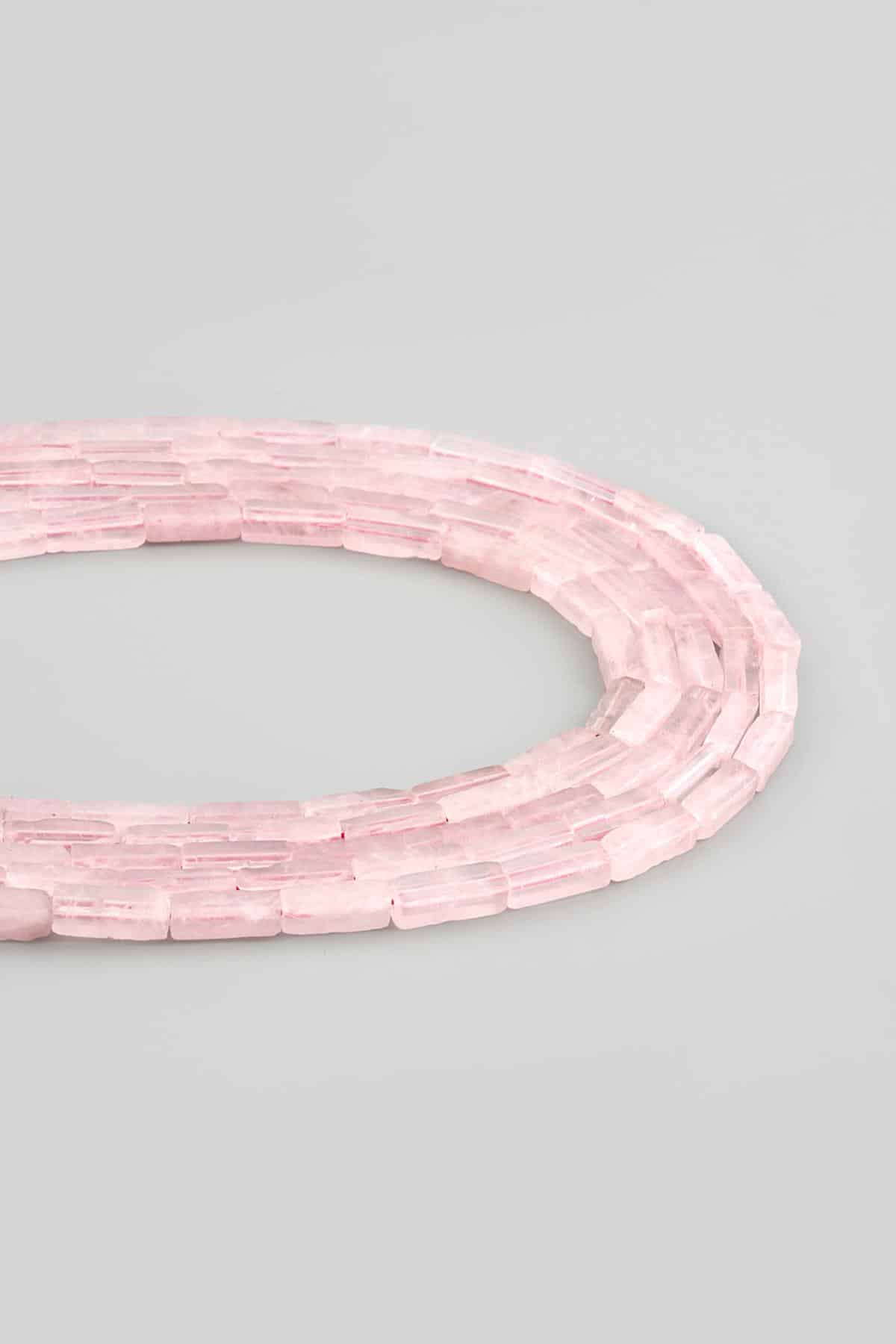 Pembe Kuvars Doğal Taş Parlak Pembe Dikdörtgen Kesim 4x13mm Dizi [AA]