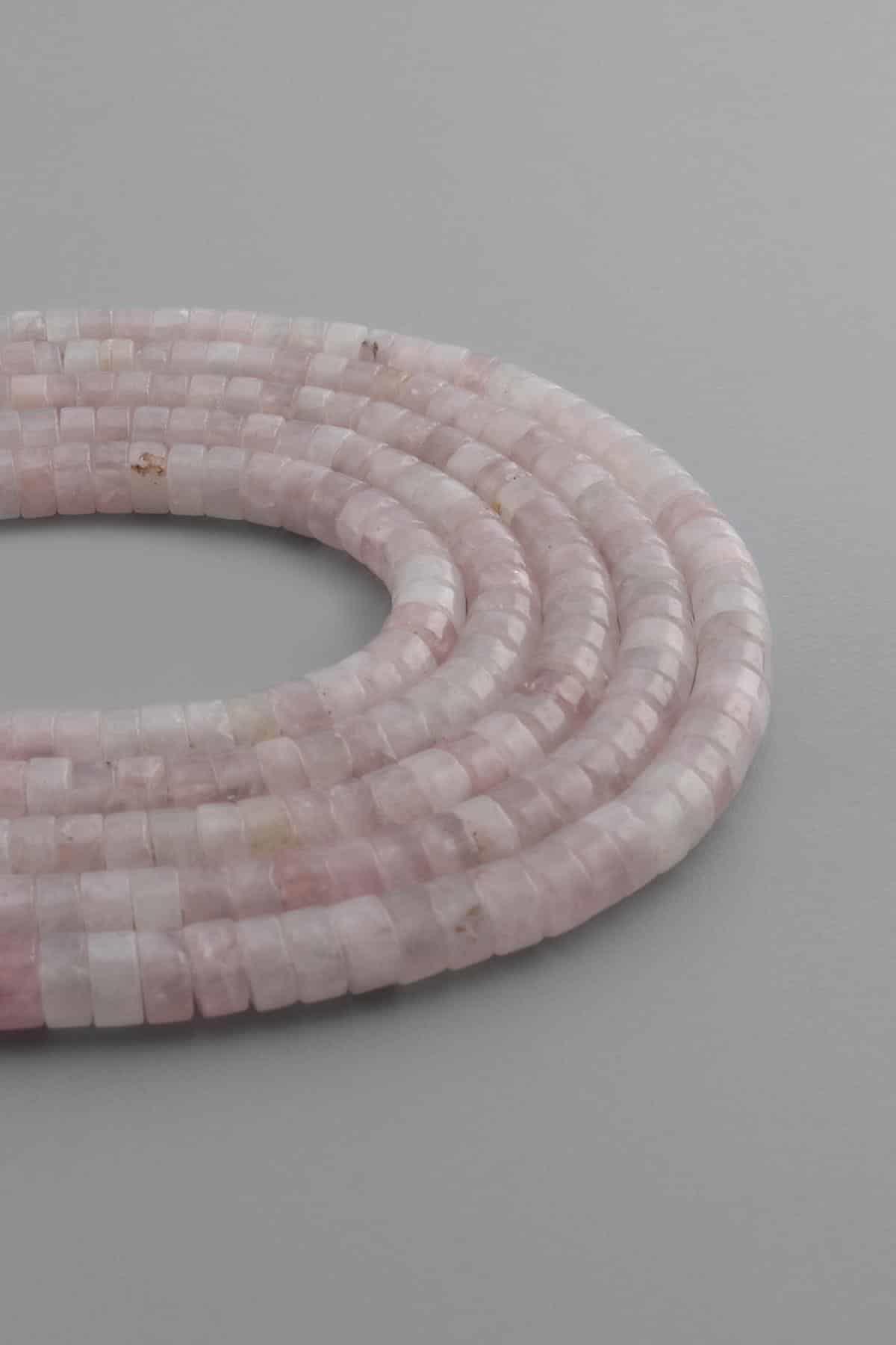 Pembe Kuvars Doğal Taş Dore Kesim 6x3mm Dizi