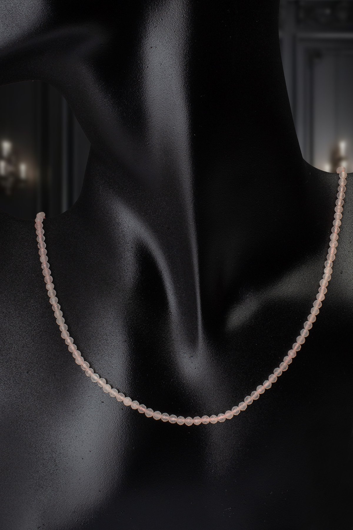 Pembe Kuvars Doğal Taş Kristal Küre Kesim 4mm Kolye