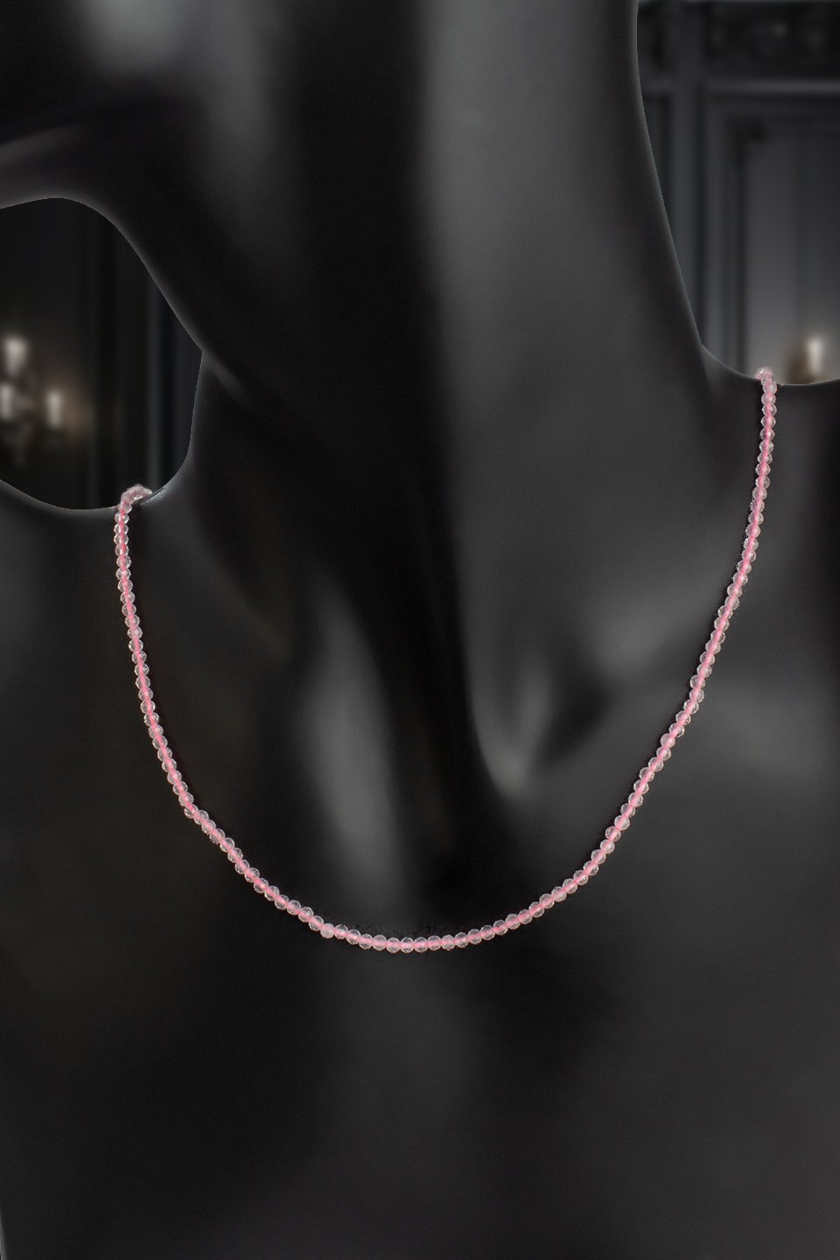 Pembe Kuvars Doğal Taş Kristal Küre Kesim 2mm Kolye