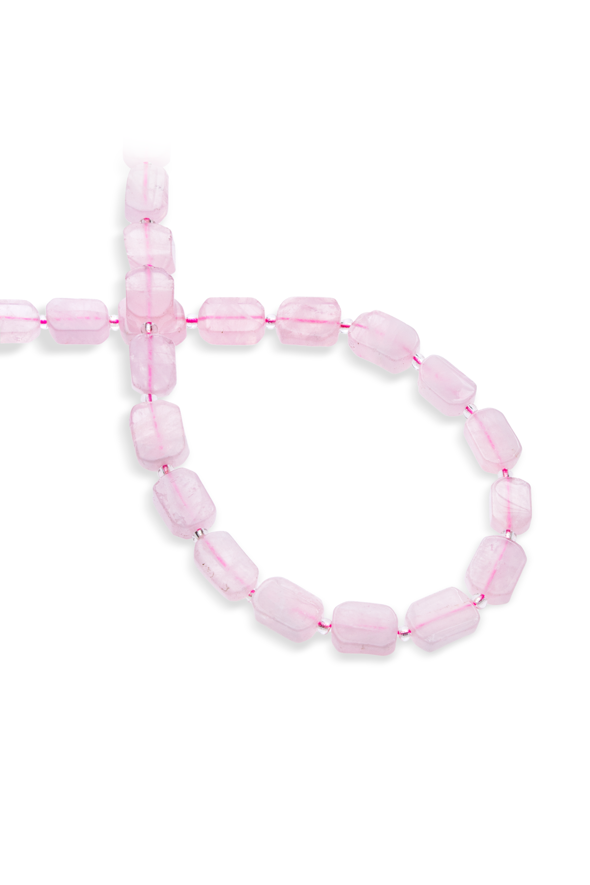 Pembe Kuvars Taşı Yassı Kare Kesim 8x12mm Dizi