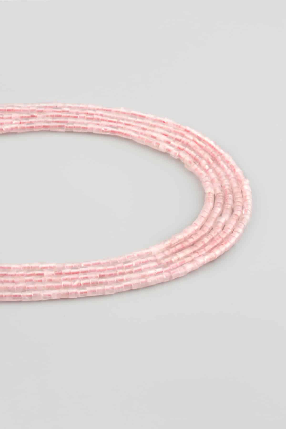 Pembe Kuvars Doğal Taş Parlak Pembe Silindir Kesim 2x2mm Dizi [AA]