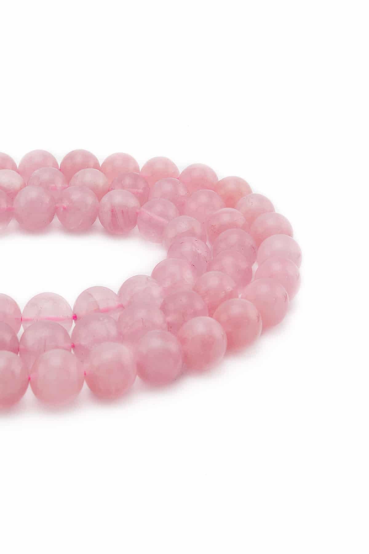 Pembe Kuvars Madagaskar Doğal Taş Parlak Küre Kesim 11mm Dizi