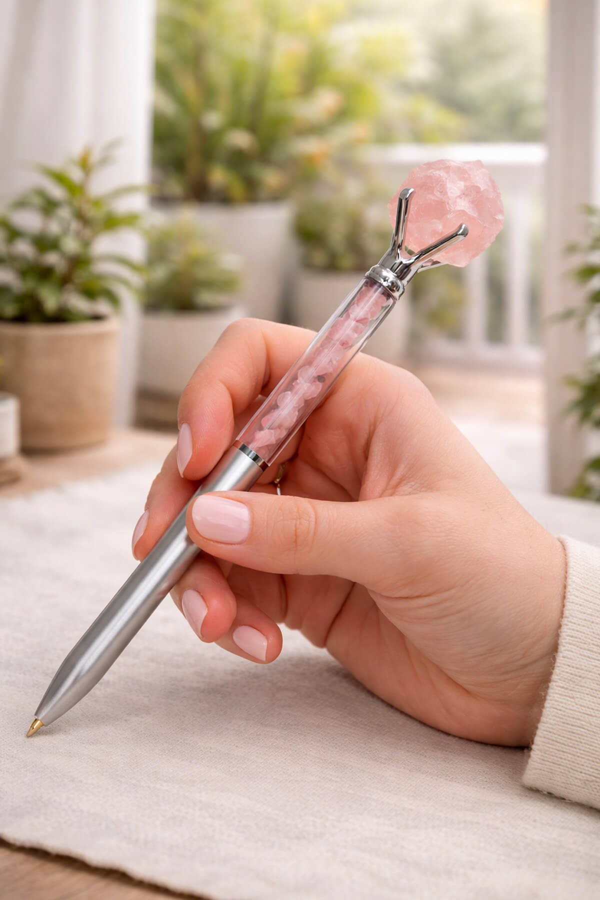 Pembe Kuvars Taşı Ham Kütle Doğal Taş Tükenmez Kalem