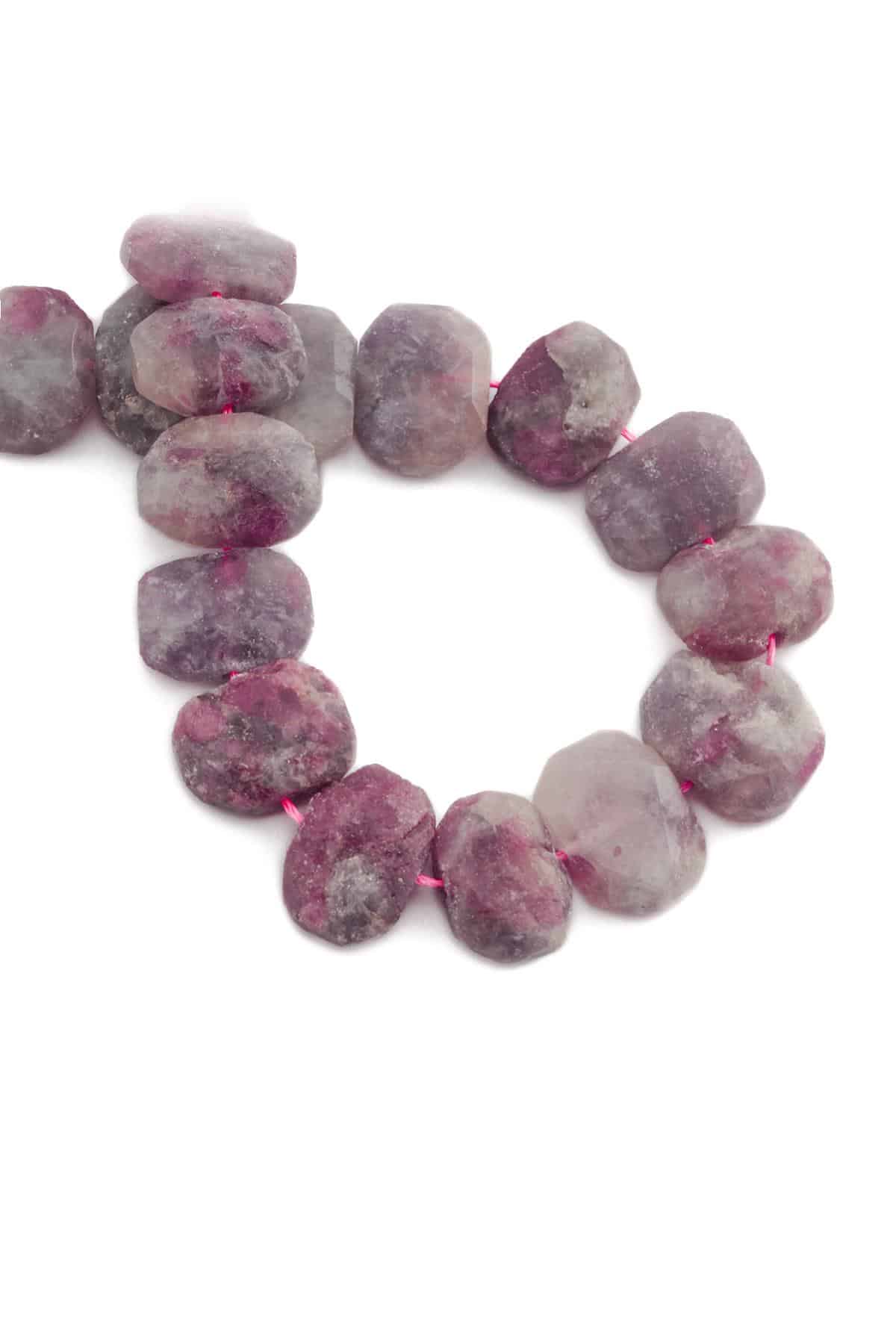 Pembe Turmalin Doğal Taş Yassı Dikdörtgen Kesim 20x15mm Dizi