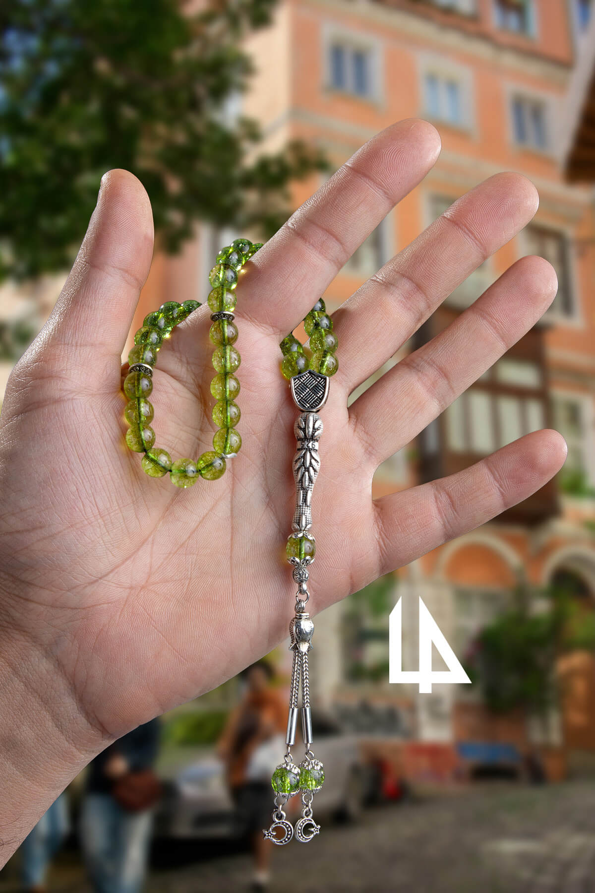 Peridot Doğal Taş Küre Kesim 33 lü 8mm Tesbih
