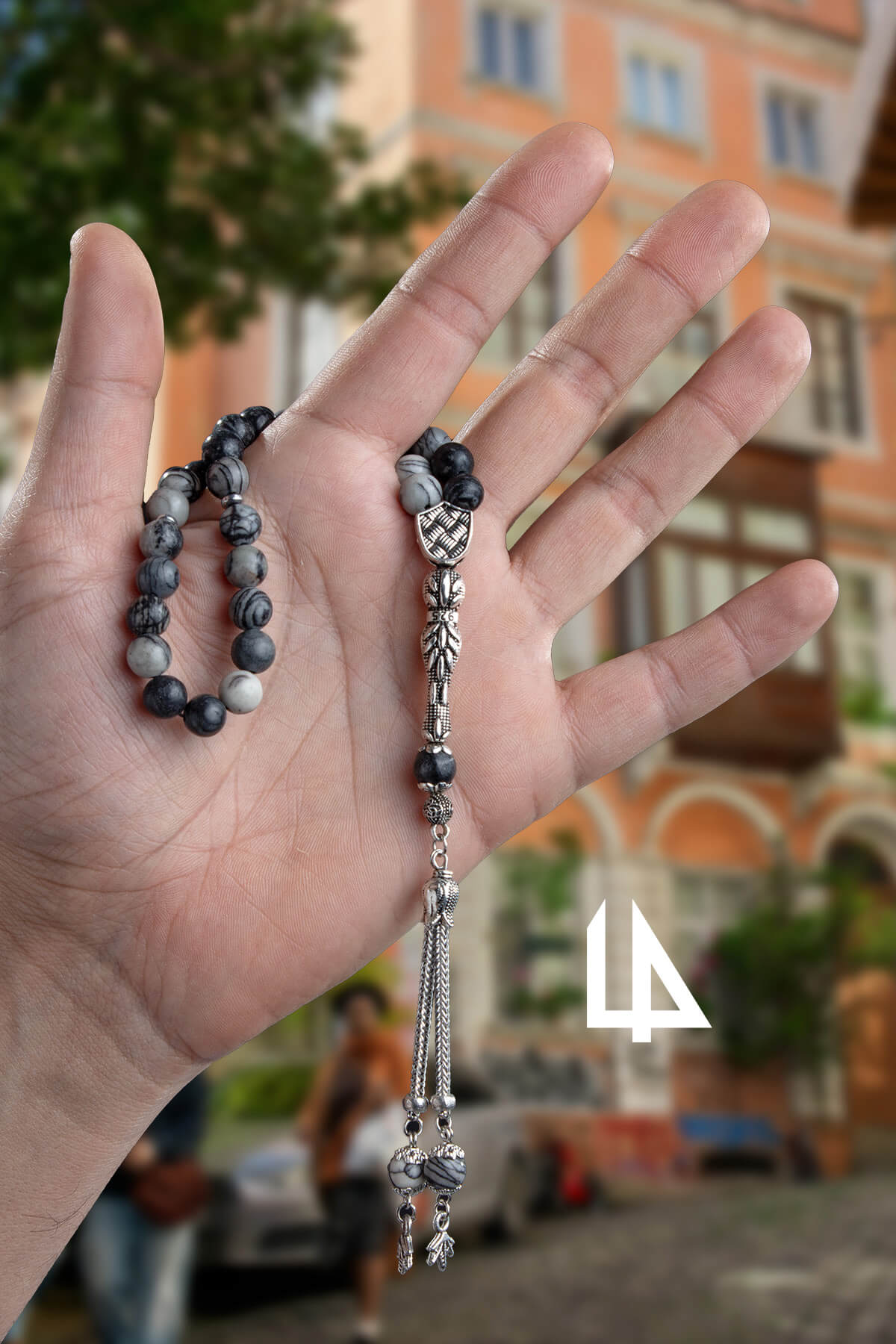 Picasso Jasper Doğal Taş Küre Kesim 33 lü 8mm Tesbih