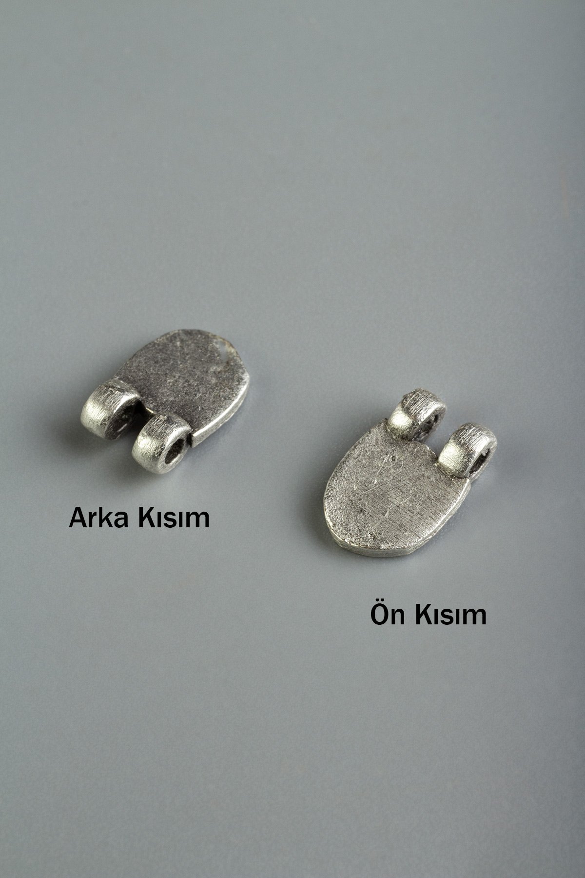 Pirinç Antik Gümüş Oval Kesim İki Halkalı Aparat 10x6 mm