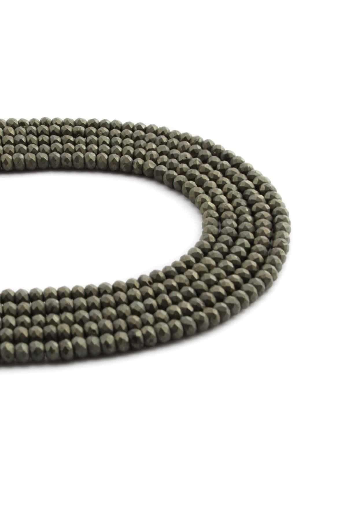 Pirit Doğal Taş Parlak Koyu Sarı Kristal Kesim 3x2mm Dizi [AA]