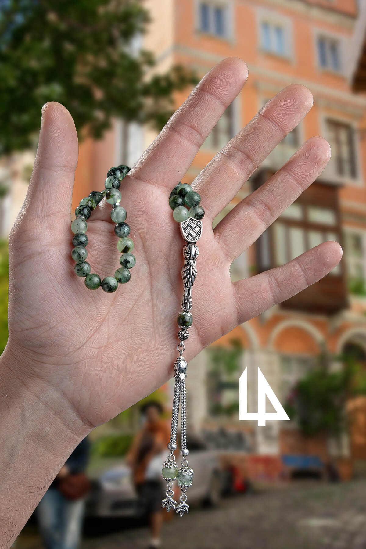 Prehnit Doğal Taş Küre Kesim 33 lü 8mm Tesbih