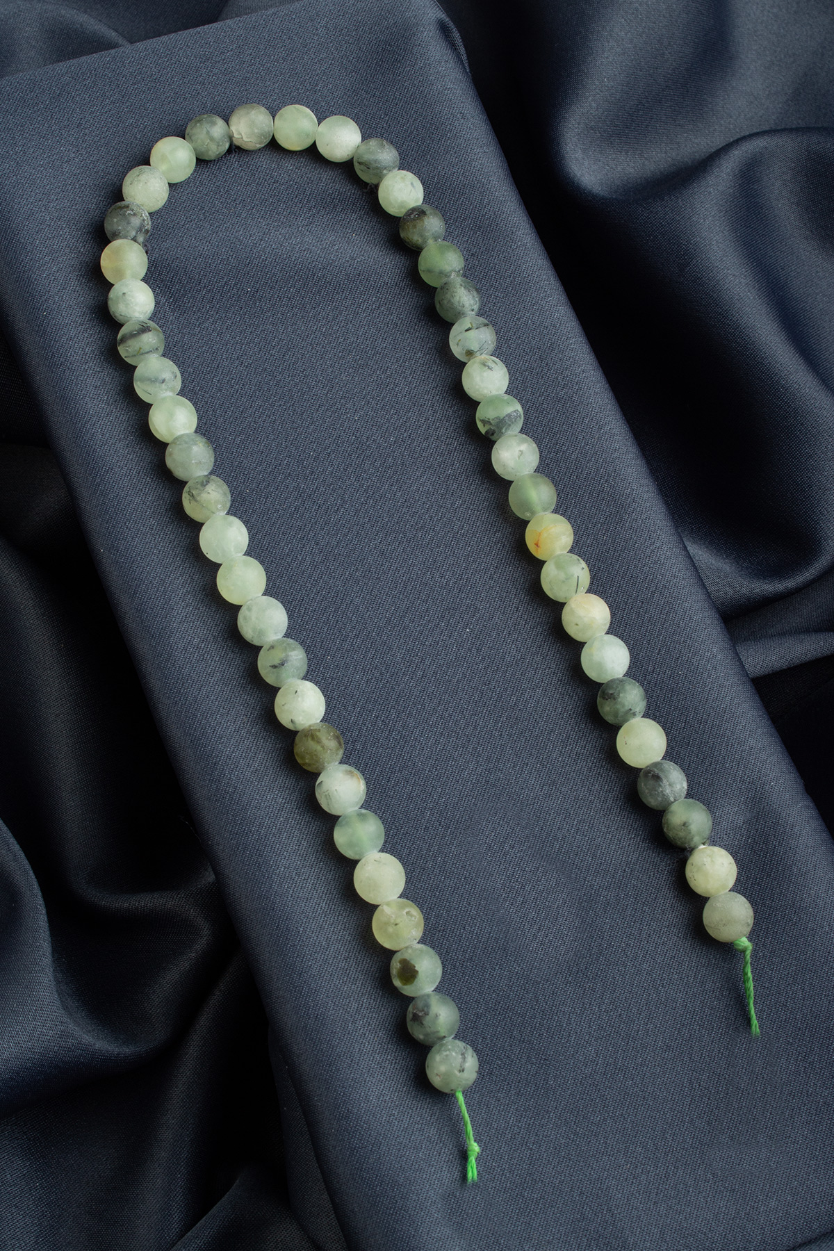 Prehnit Doğal Taş Mat Yeşil Küre Kesim 8mm Dizi [AB+]