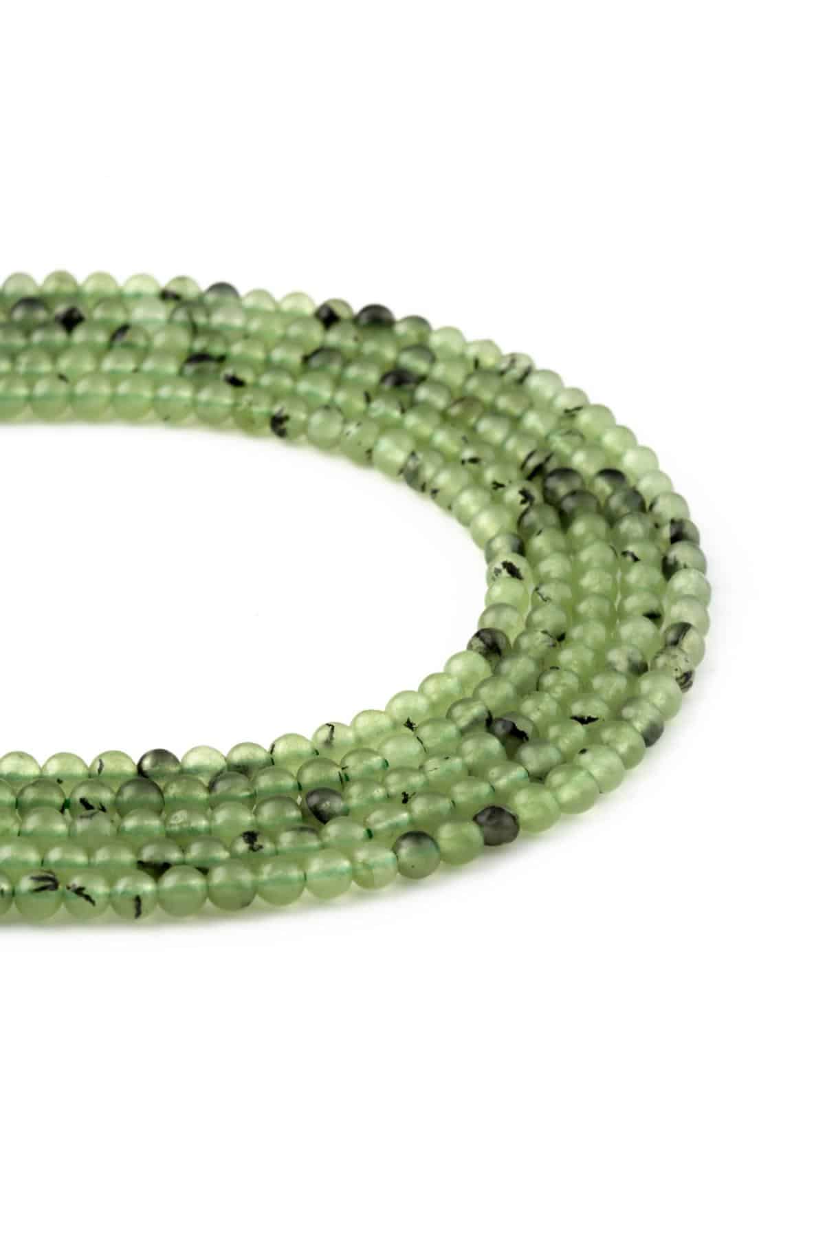 Prehnit Doğal Taş Parlak Küre Kesim 4mm Dizi [AB+]