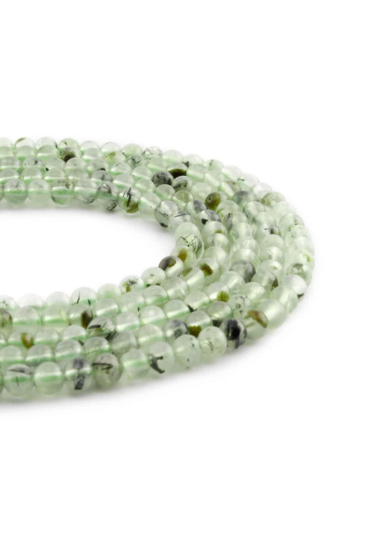 Prehnit Doğal Taş Parlak Küre Kesim 4mm Dizi [AA]