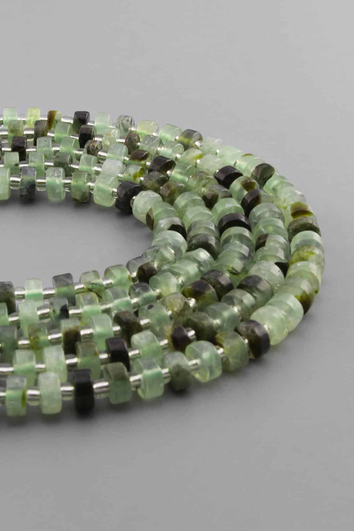 Prehnit Doğal Taş Parlak Rondela Kesim 6x4mm Dizi