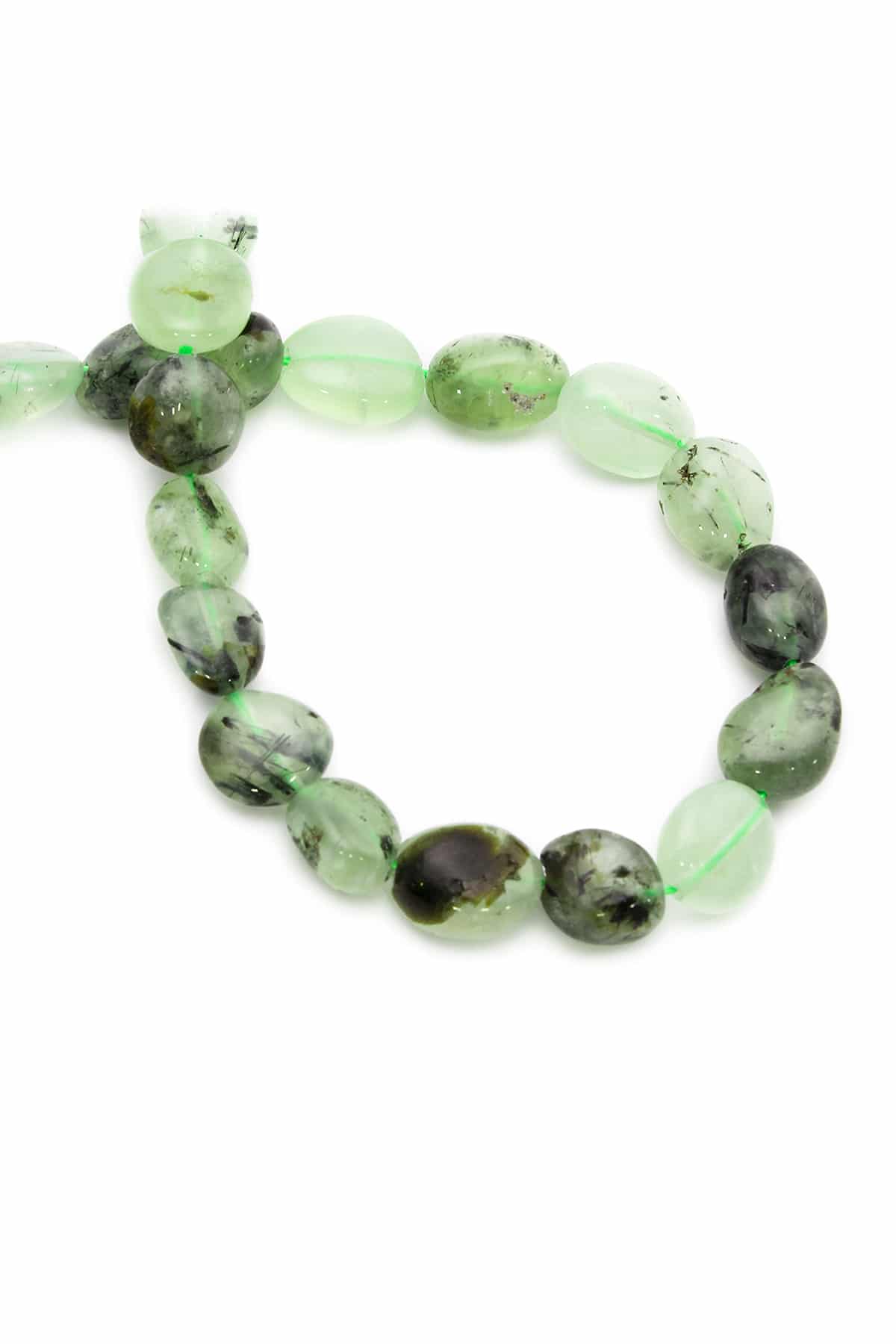 Prehnite Natural Stone Tumbler Cut 6x8mm String Of Beads