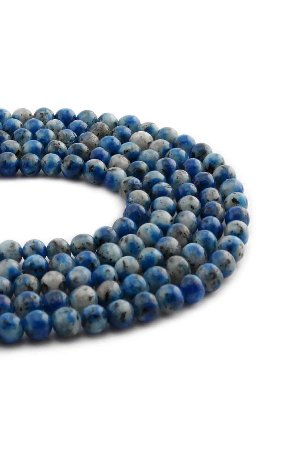 Raindrop Azurite Natural Stone Shiny Mottled Blue Globe Cut 6mm String Of Beads