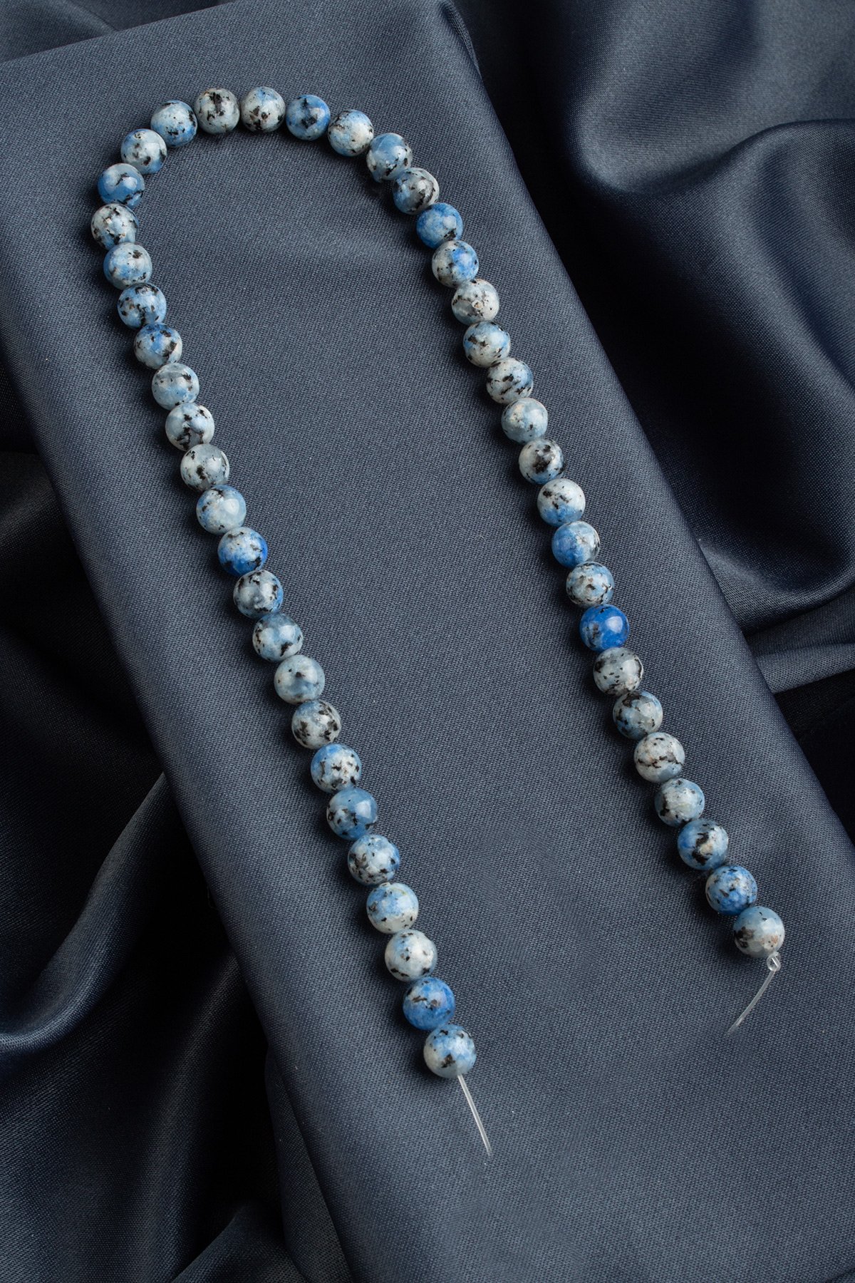 Raindrop Azurite Natural Stone Shiny Globe Cut 8mm String Of Beads