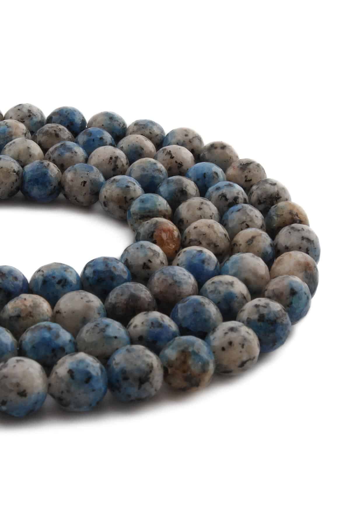 Raindrop Azurite Natural Stone Shiny Globe Facet Cut 10mm String Of Beads