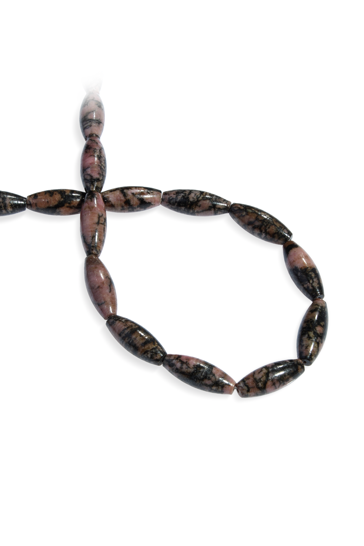 Rodonit Doğal Taş Arpa Kesim 8x20mm Dizi