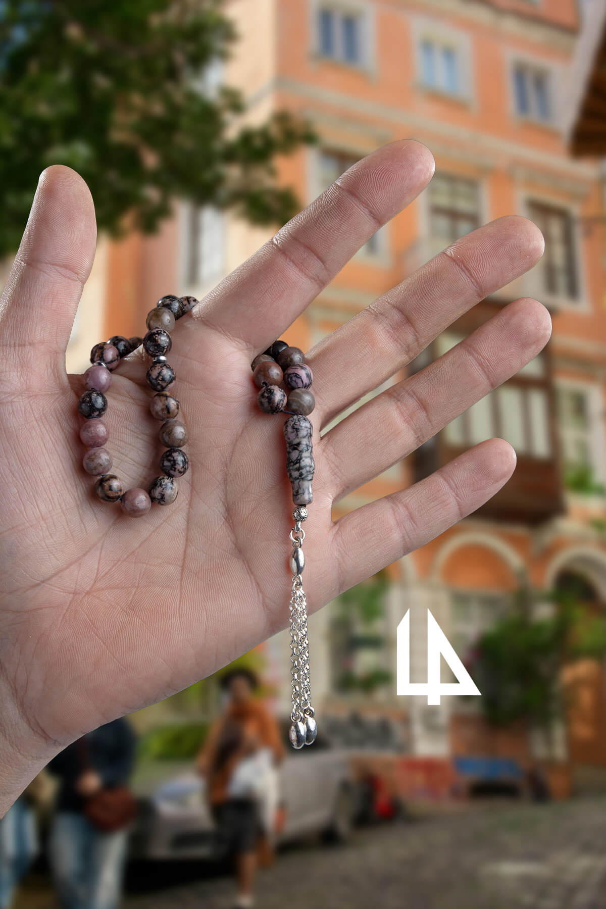 Rodonit Doğal Taş Küre Kesim 33 lü 8mm Tesbih