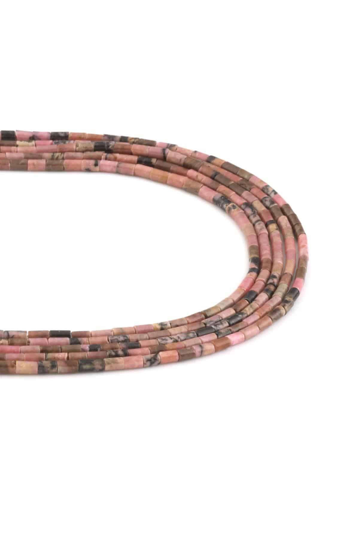 Rodonit Doğal Taş Parlak Silindir Kesim 2x4mm Dizi [AA]