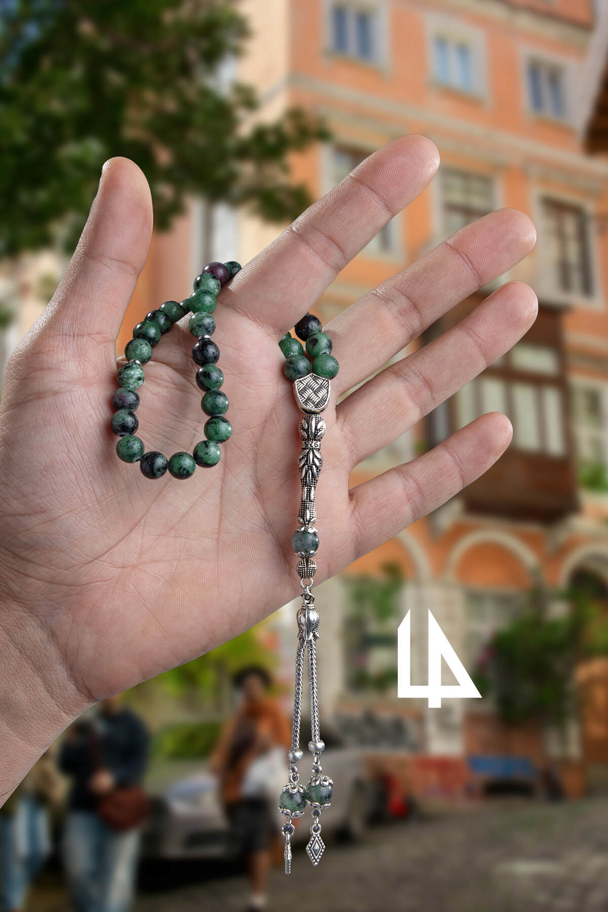 Ruby Zoisit Doğal Taş Küre Kesim 33 lü 8mm Tesbih