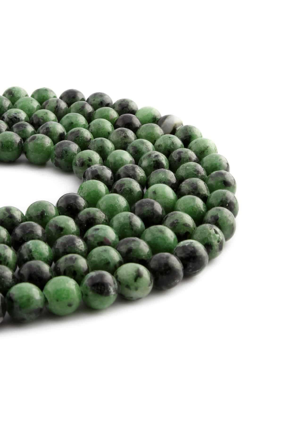 Ruby Zoisit Taşı Parlak Koyu Yeşil Küre Kesim 8mm Dizi [AA]