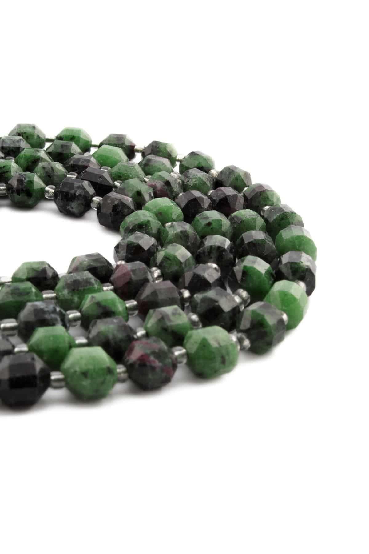 Ruby Zoisit Doğal Taş Parlak Koyu Yeşil Hegzagonal Kesim 8mm Dizi [AA]