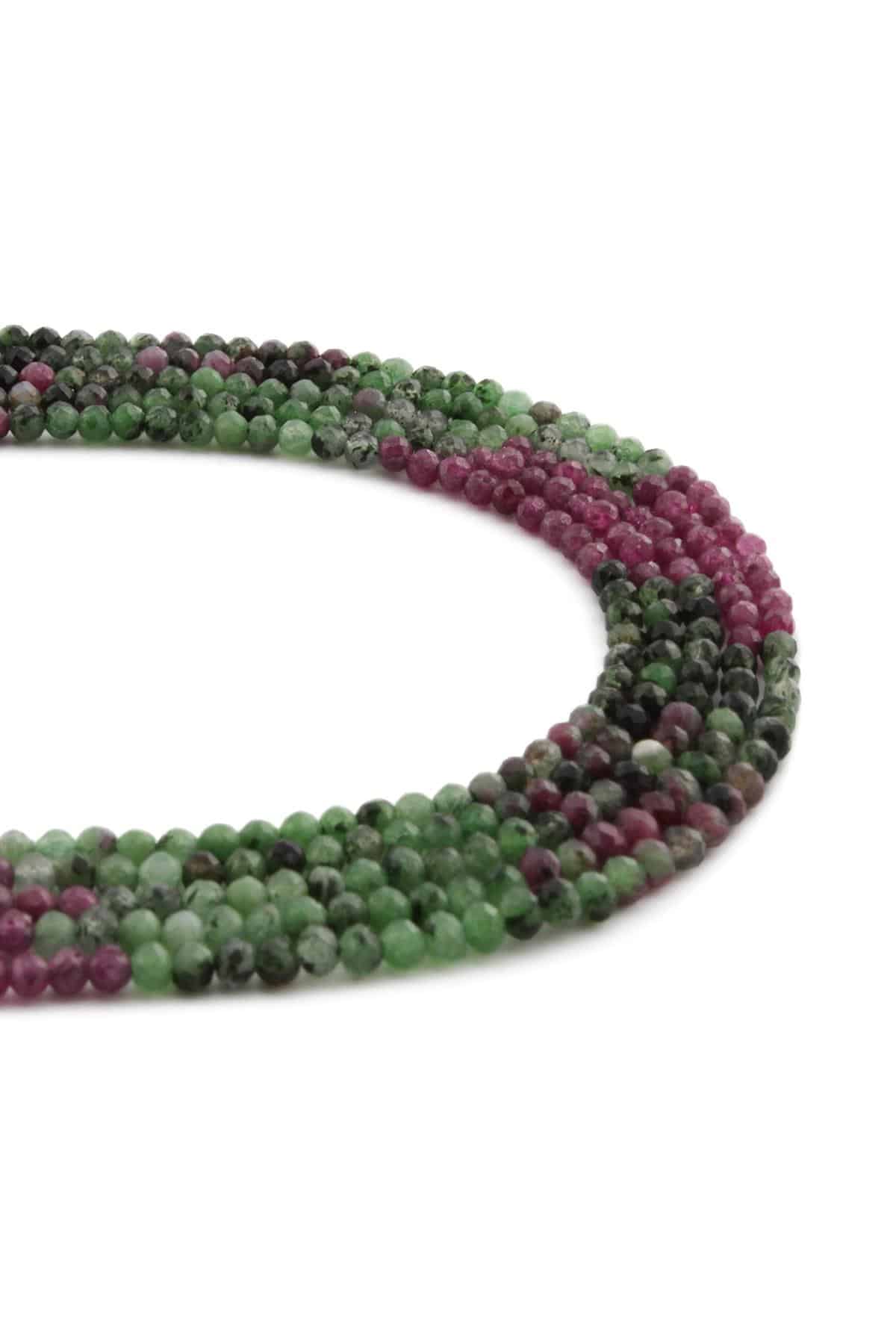 Ruby Zoisit Doğal Taş Parlak Küre Kristal Kesim 2mm Dizi