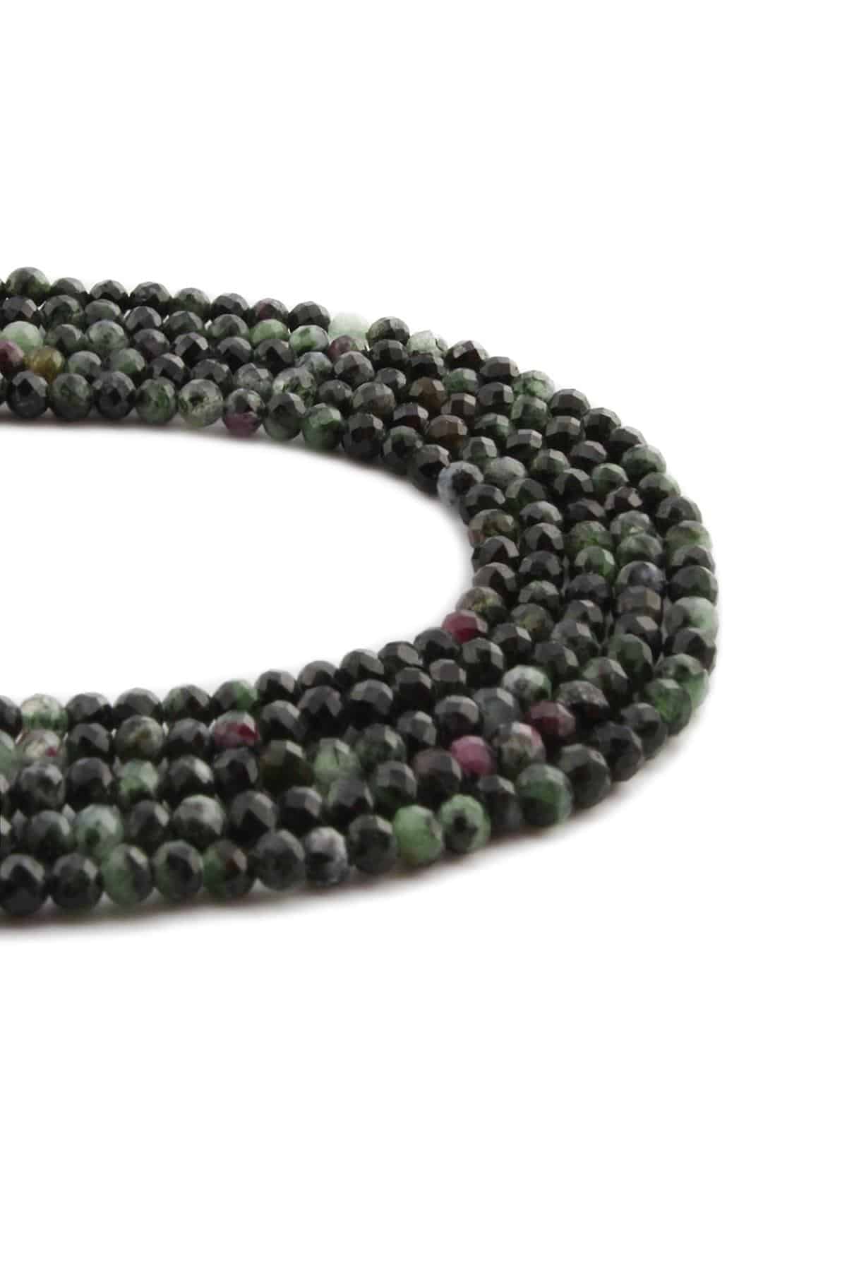 Ruby Zoisit Doğal Taş Parlak Küre Kristal Kesim 3mm Dizi