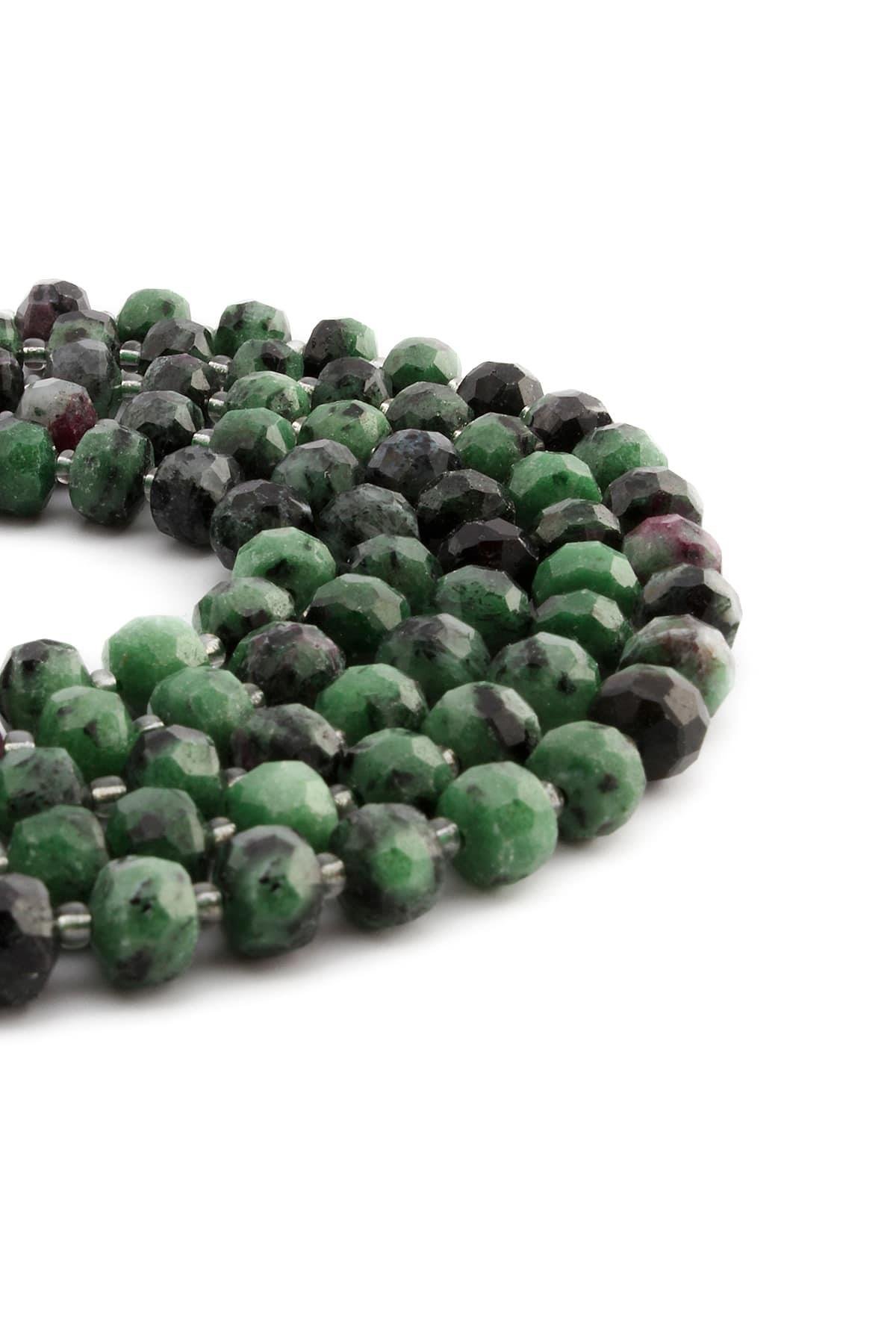 Ruby Zoisit Doğal Taş Parlak Yeşil Dore Faset Kesim 8x7mm Dizi [AA]