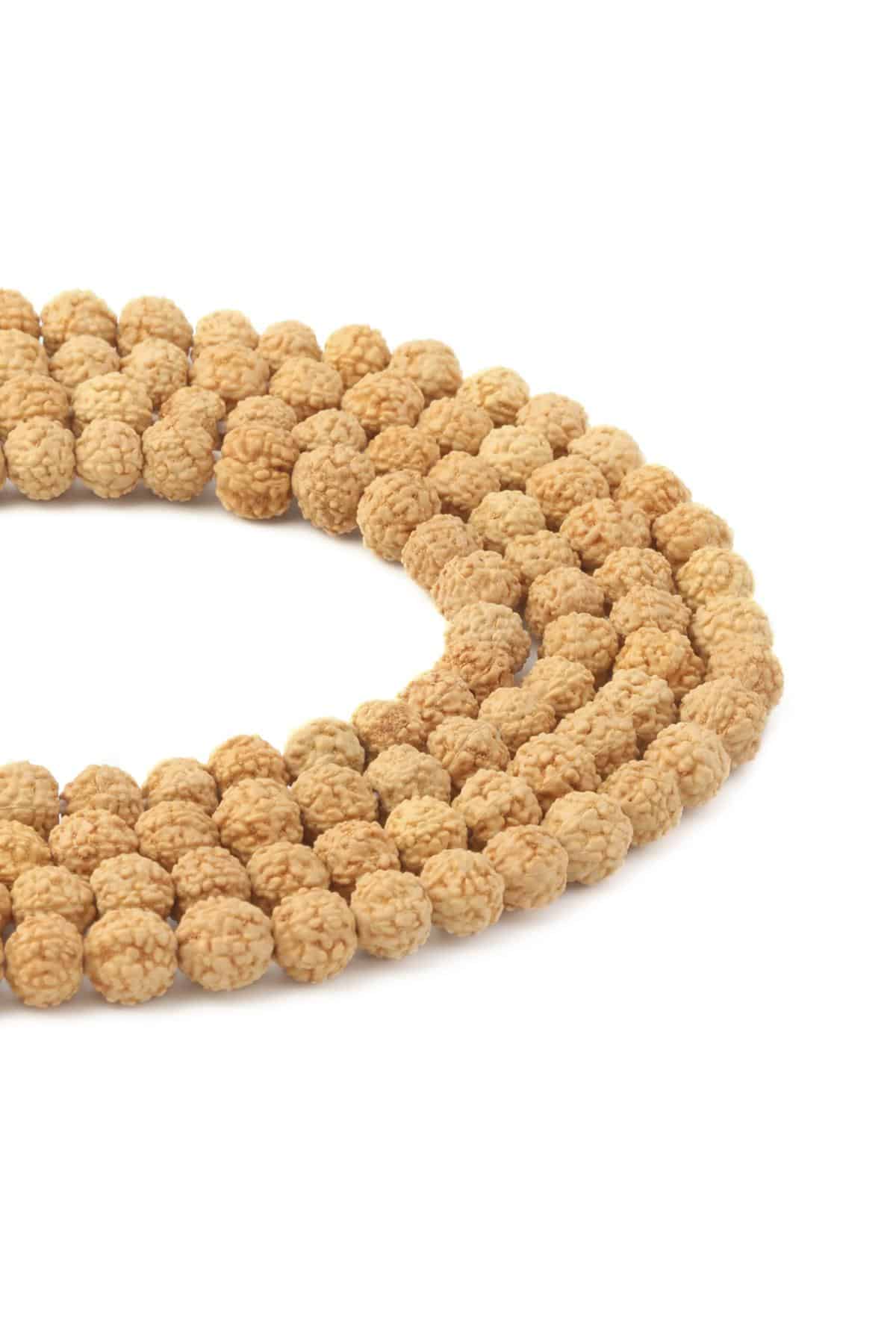 Rudraksha Doğal Taş Mat Küre Kesim 6x8mm Dizi [AA]