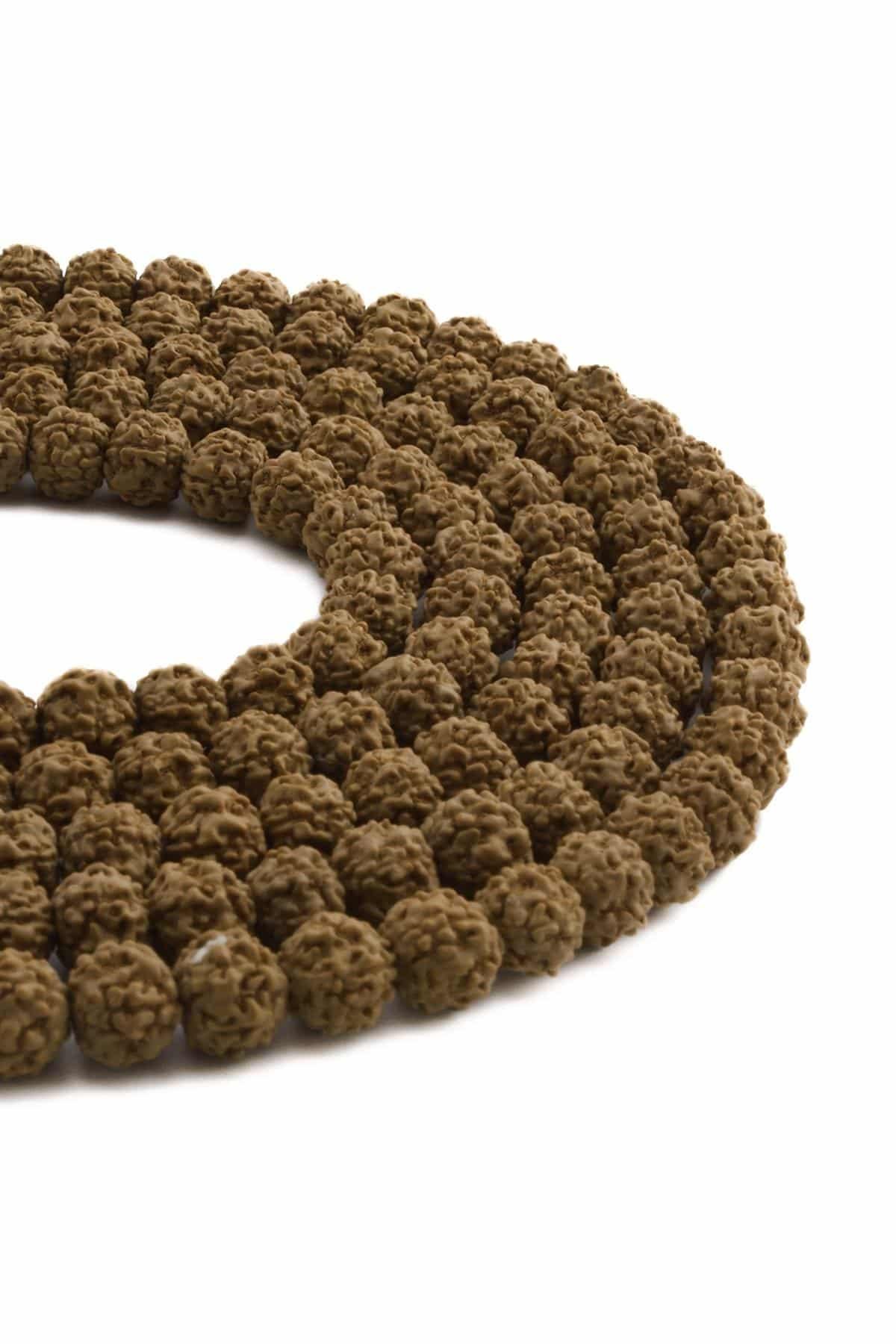 Rudraksha Doğal Taş Parlak Kahverengi Küre Kesim 8mm Dizi [AA]