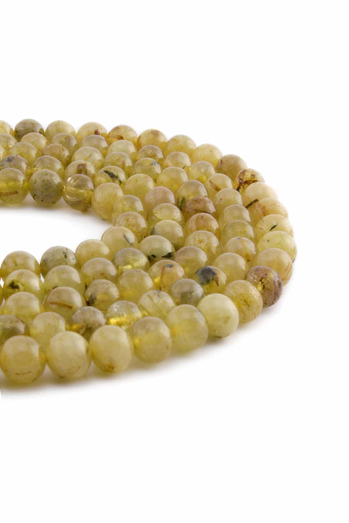 Rutil Kuvars Doğal Taş Parlak Sarı Küre Kesim 8mm Dizi