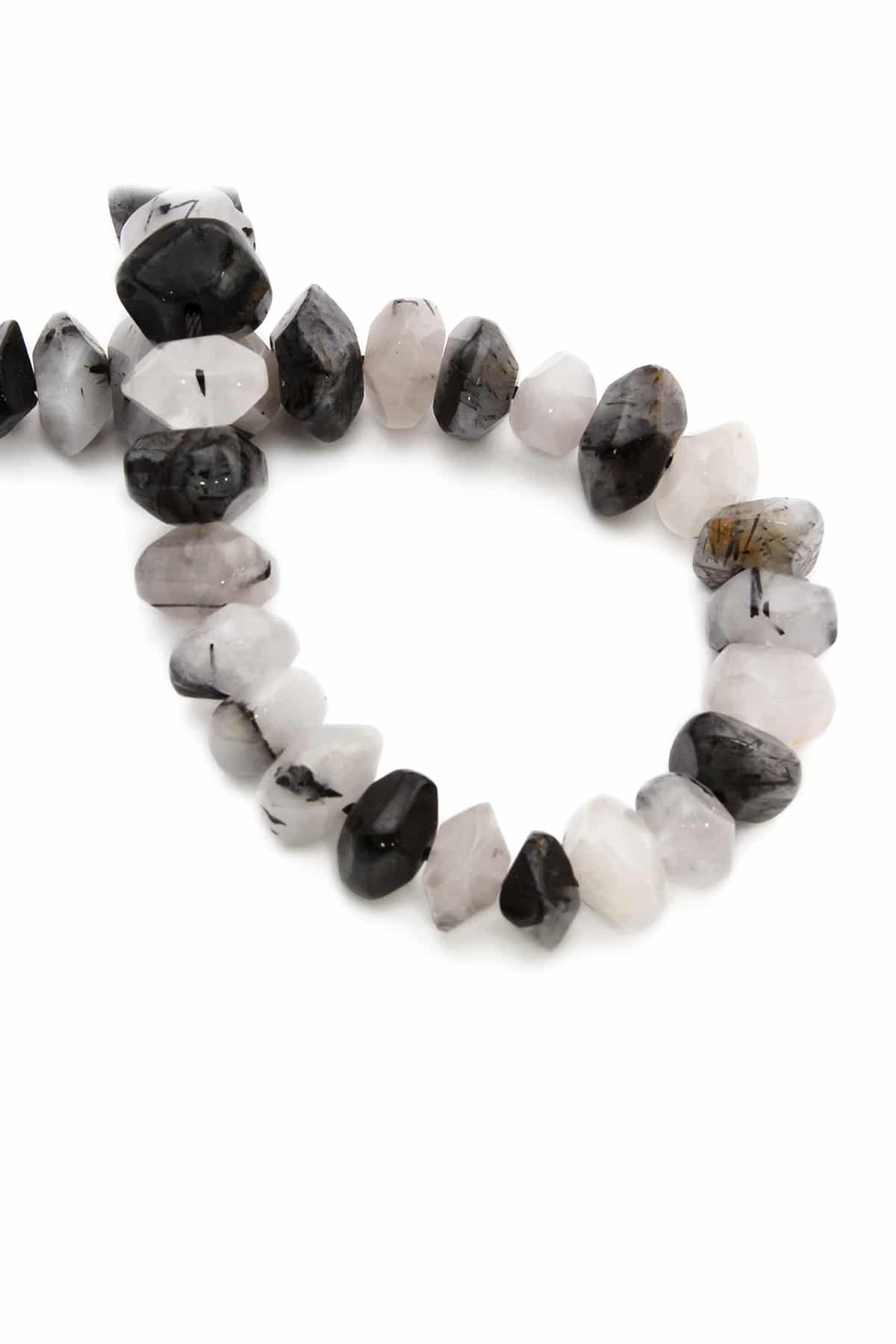 Rutil Kuvars Doğal Taş Parlak Siyah Rondela Kesim 10x7mm Dizi [AA]