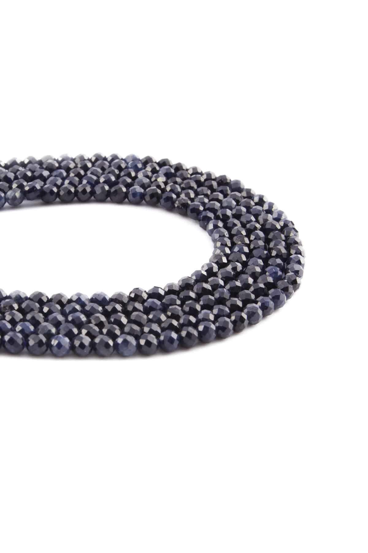 Safir Doğal Taş Parlak Küre Kristal Kesim 2mm Dizi