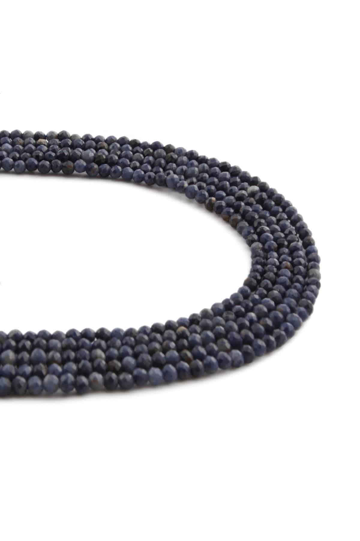 Mavi Safir Doğal Taş Parlak Küre Kristal Kesim 2mm Dizi [AA]