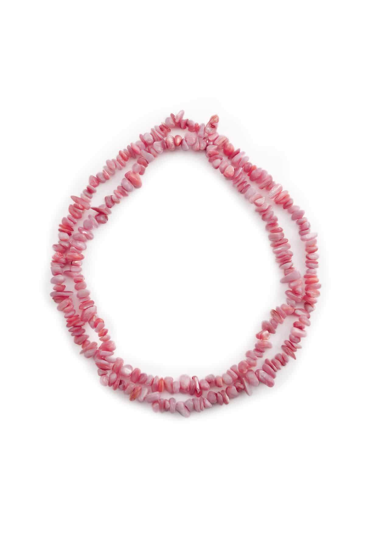 Sedef Doğal Kırık Taş Parlak Açık Pembe Dizi [AB+]