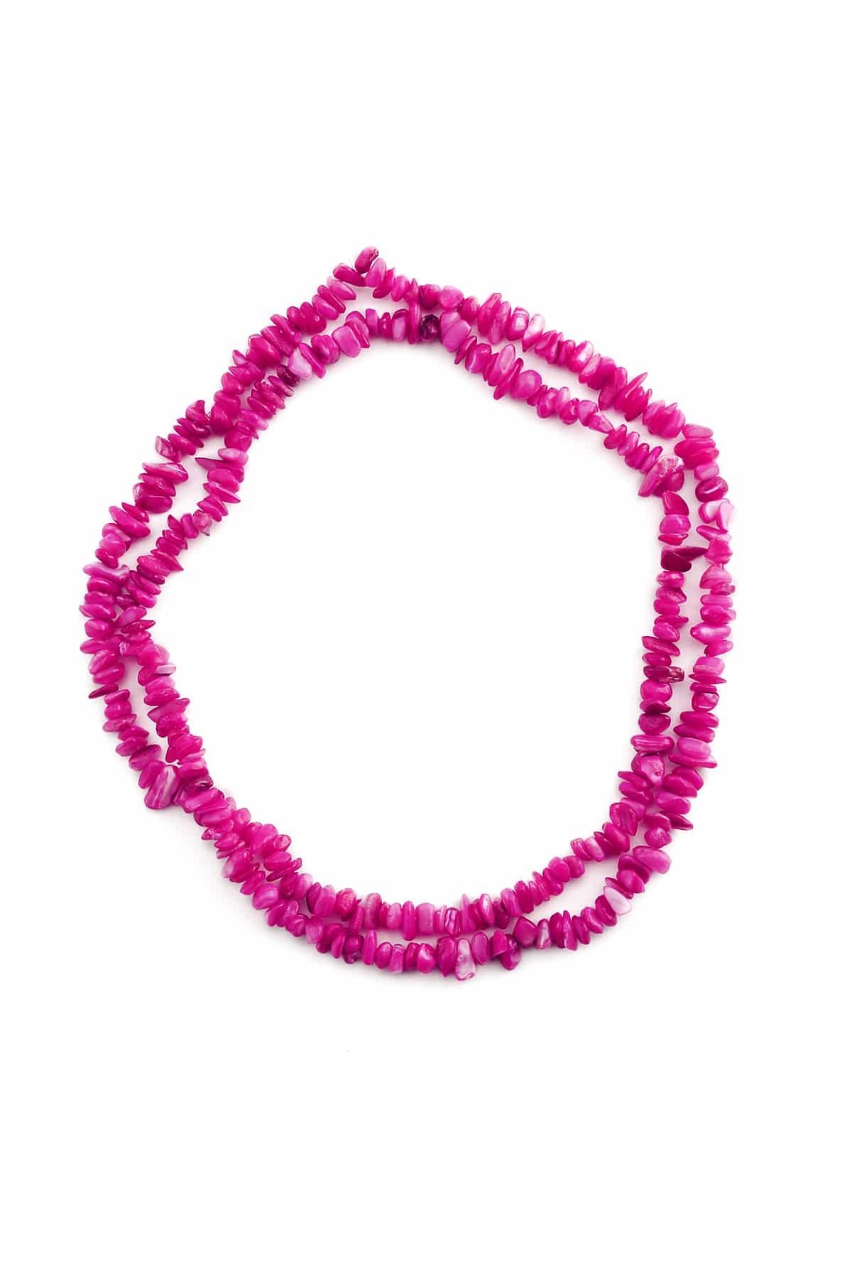 Sedef Doğal Kırık Taş Parlak Fuşya 5x8mm Dizi [AB+]