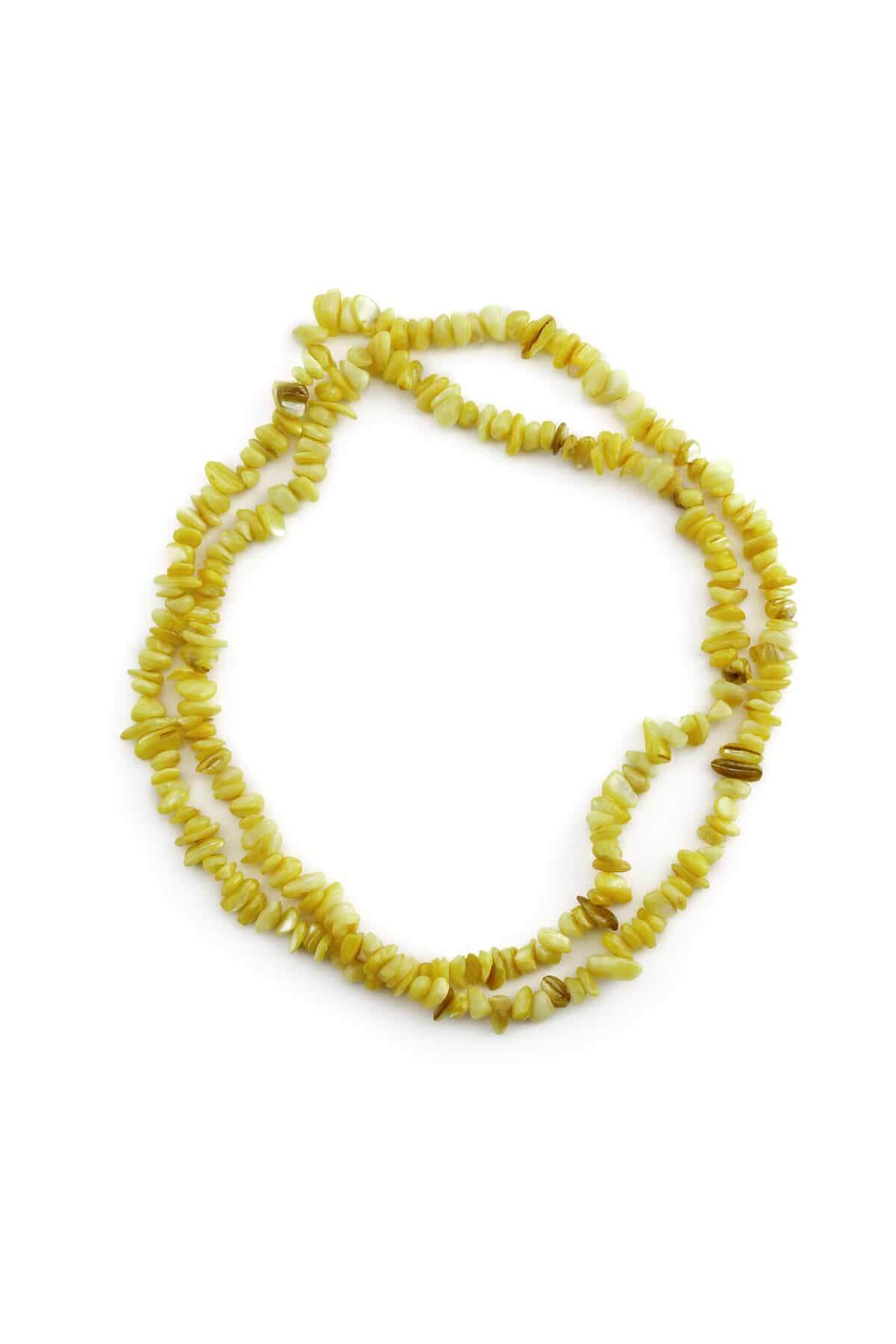 Sedef Doğal Kırık Taş Parlak Sarı 5x8mm Dizi [AB+]