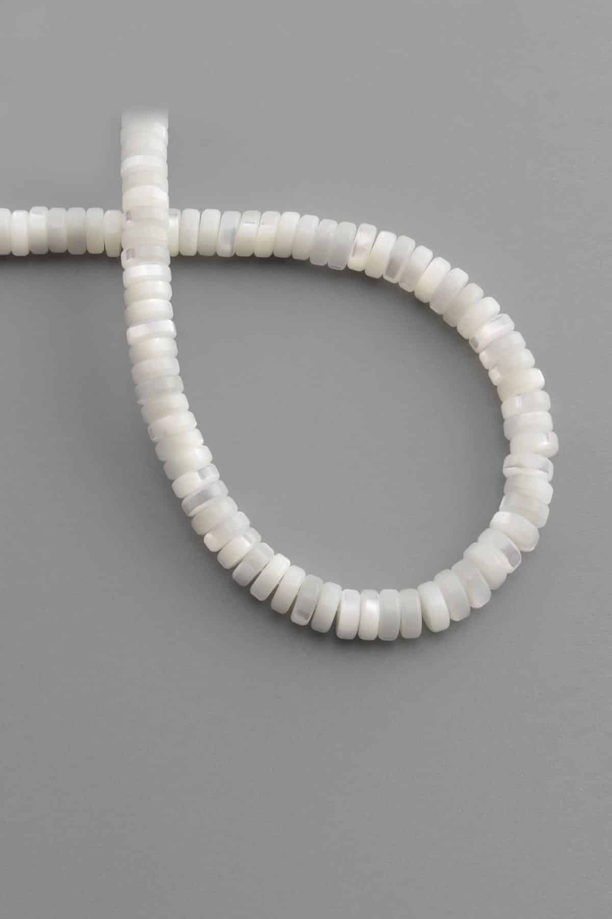 Sedef Doğal Taş Parlak Beyaz Dore Kesim 6x2mm Dizi [Aa]