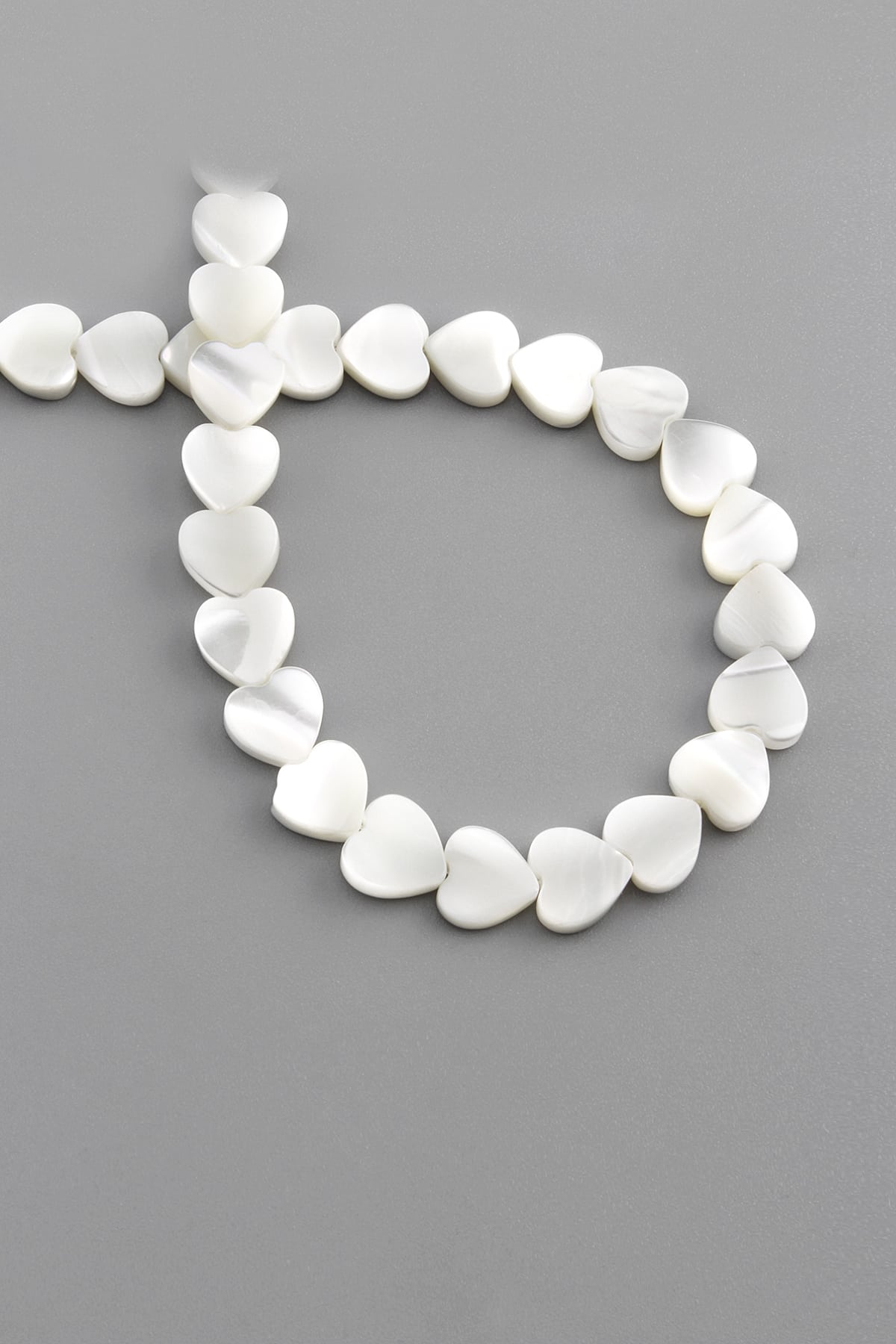 Sedef Doğal Taş Parlak Beyaz Kalp Kesim 8x3mm Dizi [Aa]