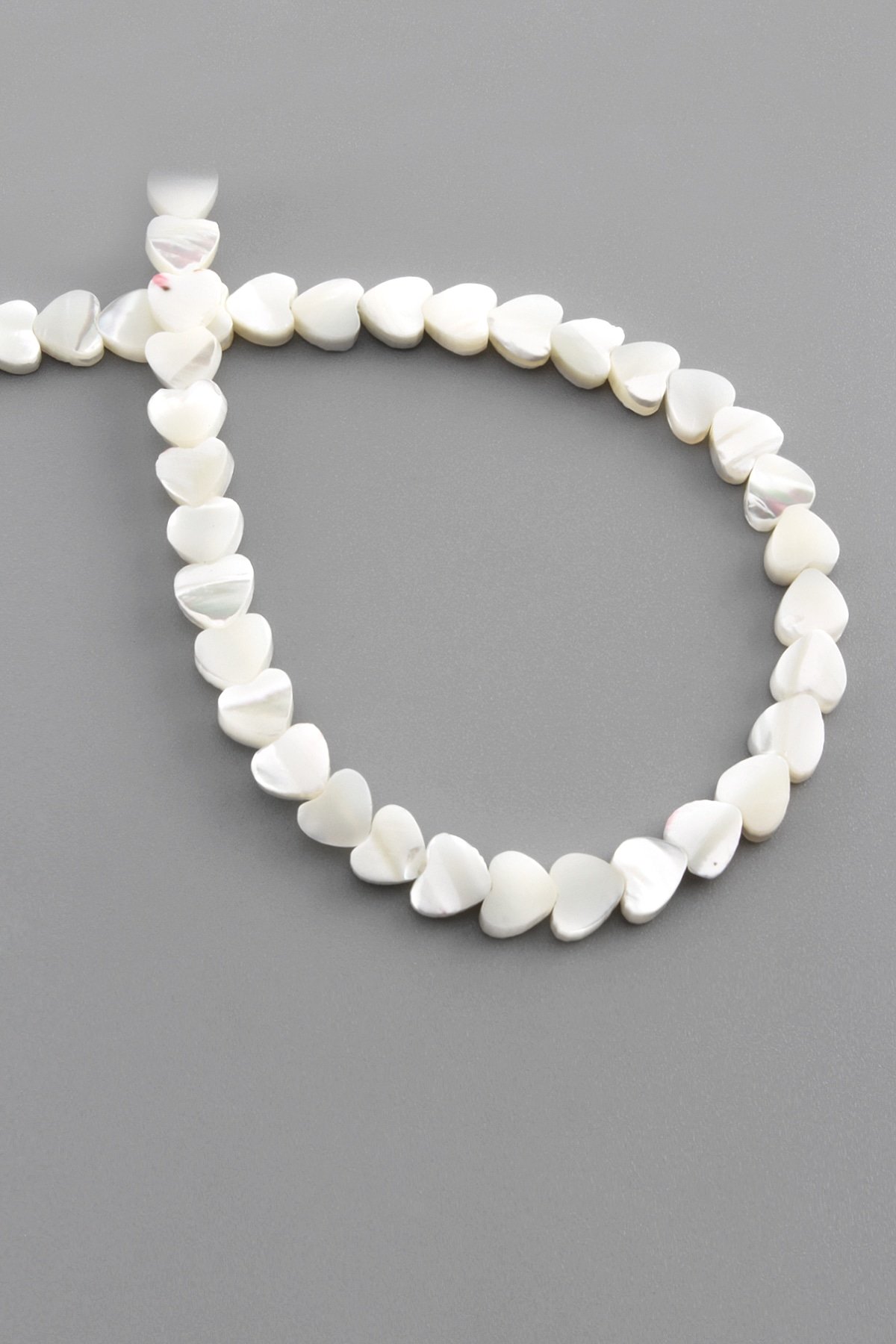 Sedef Doğal Taş Parlak Beyaz Kalp Kesim 6x3mm Dizi [Aa]