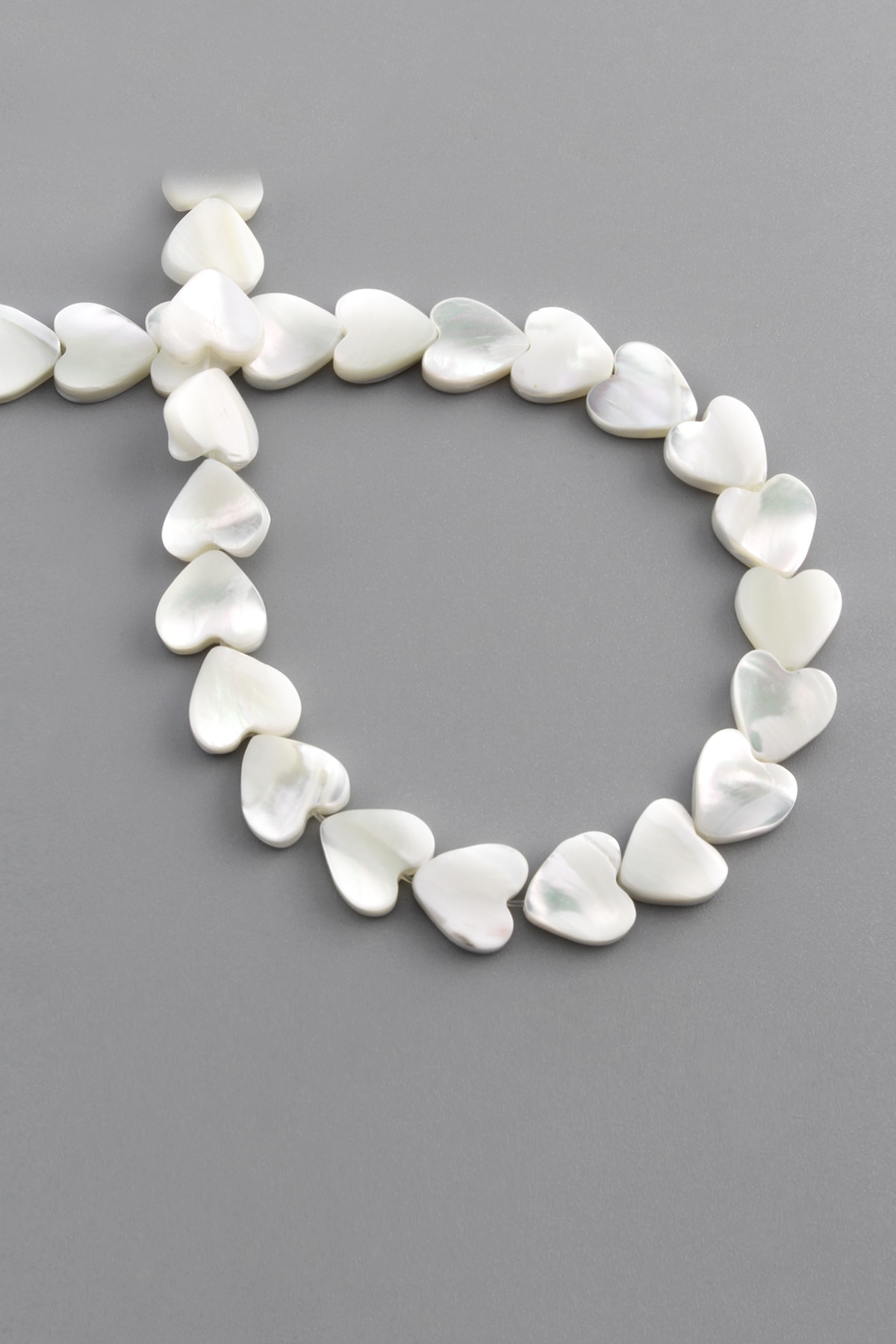 Sedef Doğal Taş Parlak Beyaz Kalp Kesim 10x3mm Dizi [Aa]