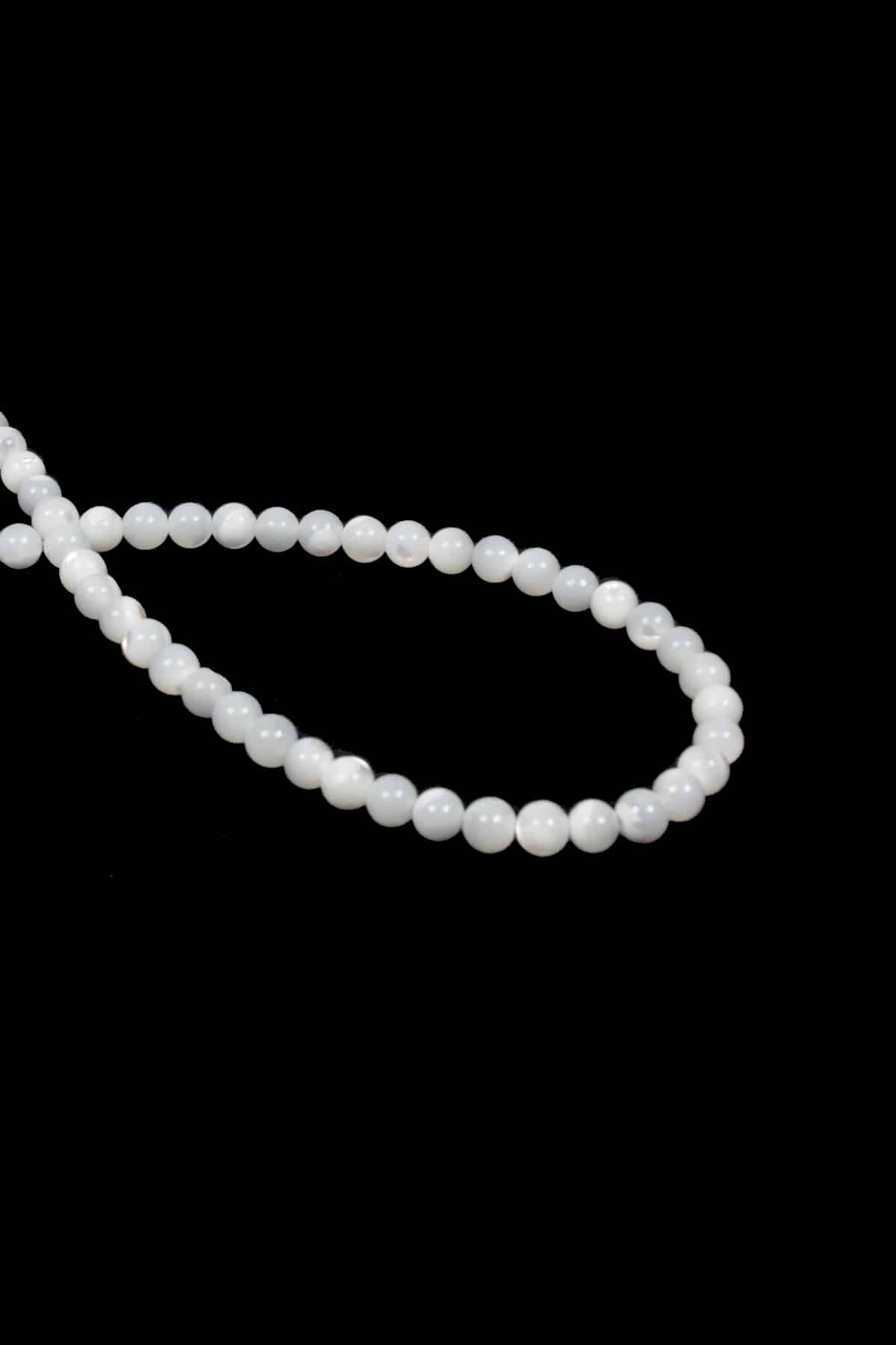 Sedef Doğal Taş Parlak Beyaz Küre Kesim 5mm Dizi [Aa]