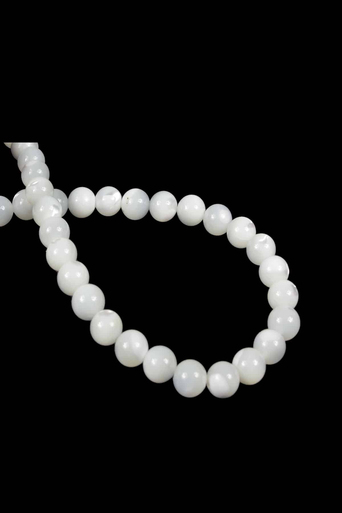 Sedef Doğal Taş Parlak Beyaz Küre Kesim 6mm Dizi [Aa]